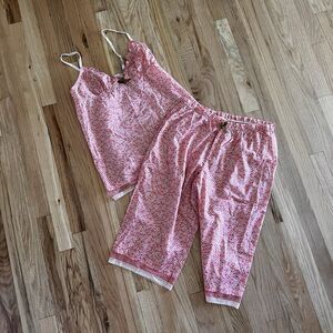 Victoria's Secret Cotton Pajama Bottom Capris tank‎ lace  sz medium large floral